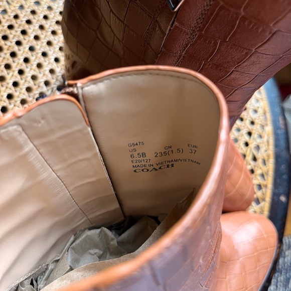Coach Women's Tan Croc-Embossed Brielle Ankle Boots 6.5 - Picture 7 of 9